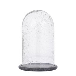 PTMD Zaely Clear glass round bell jar with black base L - afbeelding 1