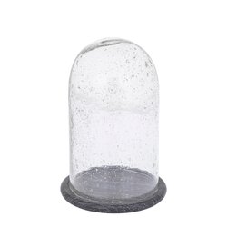 PTMD Zaely Clear glass round bell jar with black base L - afbeelding 2