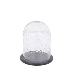 PTMD Zaely Clear glass round bell jar with black base S - afbeelding 2