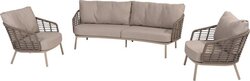 4SO Puglia loungeset latte, 3-zits loungebank + 2x lounge stoel - afbeelding 1