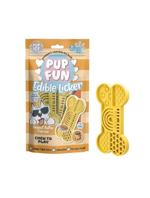 Pupfun H.snack ediblelicker bone pindakaas 3st