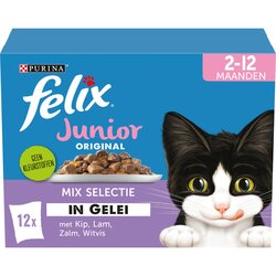 Purina Felix Kattenvoer Nat in Gelei Original Junior Mix 12 stuks