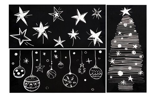 Raamstickers kerst 49x23cm 3 assorti wit