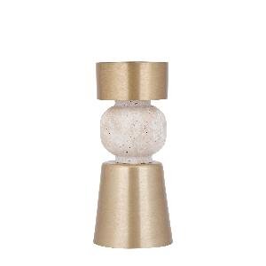 PTMD Reamone Champagne alu candleholder travertine S