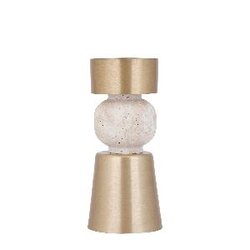 PTMD Reamone Champagne alu candleholder travertine S
