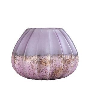 PTMD Reef Pink half antique tealight round ribbed L