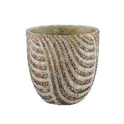 PTMD Rica Grey cement pot with swirl pattern round XL