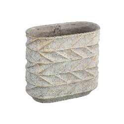 PTMD Roah Blue cement pot carved oval L