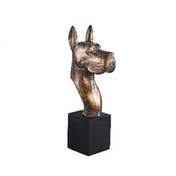 PTMD Samuelo Gold poly statue dog head on base