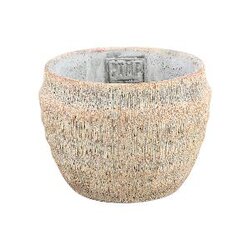 PTMD Sary Cream cement pot minimal stripe rib round XS