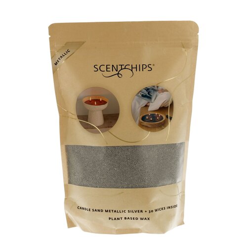 Scentchips Kaars zandwax 500g metallic zilver