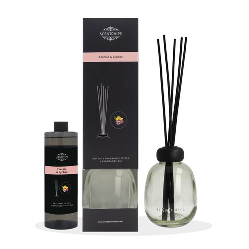 Scentchips Reed diffuser Bowl Green - 400 ml Freesia & Lychee