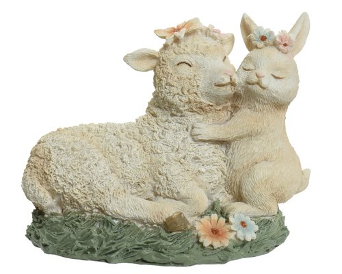 DECORIS Schaap polyresin l7b12.5h10cm wit