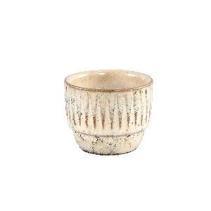 PTMD Semma Cream glazed ceramic pot stripe pattern XS