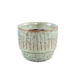 PTMD Semma Green glazed ceramic pot stripe pattern S