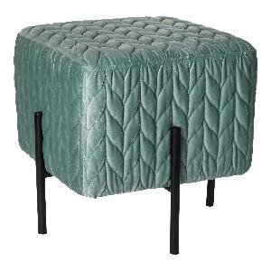 PTMD Senna Black foot stitched petrol velvet stool
