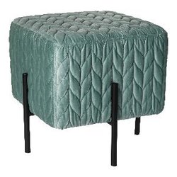 PTMD Senna Black foot stitched petrol velvet stool