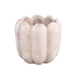 PTMD Sidney White cement pot round ribbed L