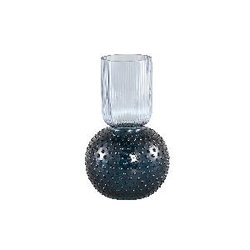 PTMD Siva Blue glass vase dotted ball shape base rnd S
