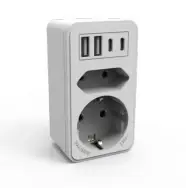 Socket Adaptor with Multi USB (recycled material)Schuko 1x16AEuroplug 12 x USB-A+2 x USB-C A Max