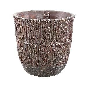 PTMD Stella Red cement pot with wave pattern round L
