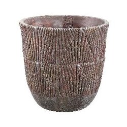PTMD Stella Red cement pot with wave pattern round L