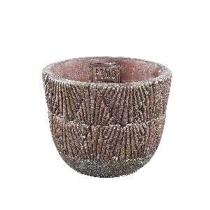 PTMD Stella Red cement pot with wave pattern round S