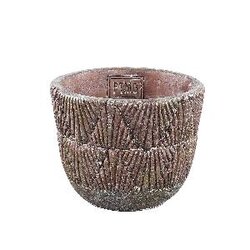 PTMD Stella Red cement pot with wave pattern round S
