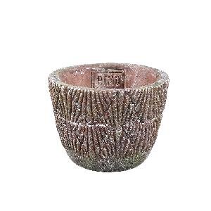 PTMD Stella Red cement pot with wave pattern round XS