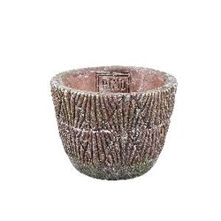PTMD Stella Red cement pot with wave pattern round XS