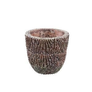 PTMD Stella Red cement pot with wave pattern round XXS
