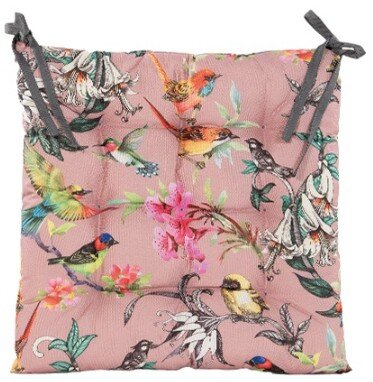 Stoelkussen 38x38cm vogel roze