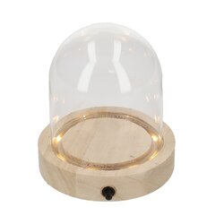 Stolp glas hout led d12h13cm helder