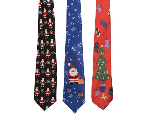 Decoris Stropdas polyester reindeer sequin, pompon 3ass