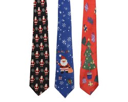 Decoris Stropdas polyester reindeer sequin, pompon 3ass