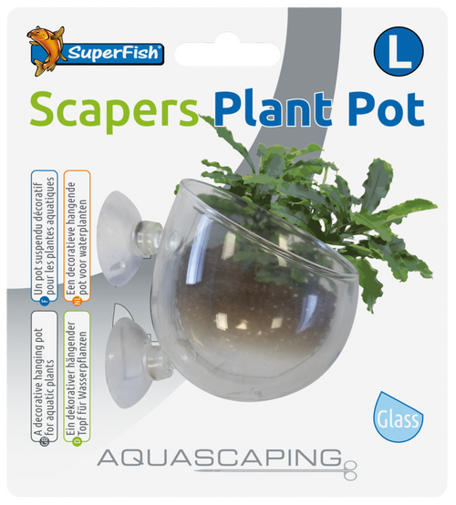 Superfish scapers glass plant pot