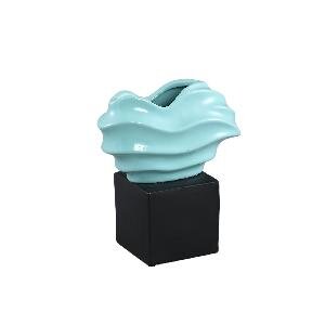 PTMD Swirla Blue glazed ceramic pot black base swirl A