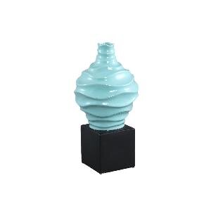 PTMD Swirla Blue glazed ceramic pot black base swirl B