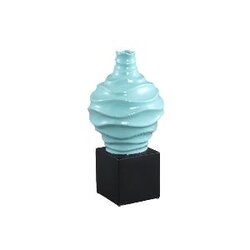 PTMD Swirla Blue glazed ceramic pot black base swirl B