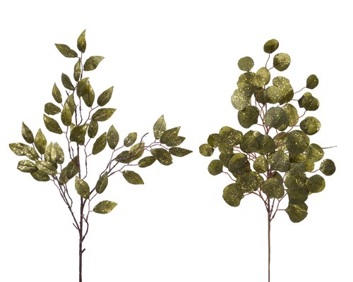 Tak glitter ronde bladeren mos groen 2 assorti