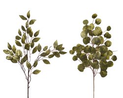Tak glitter ronde bladeren mos groen 2 assorti