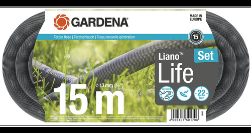 Gardena Textielslang lianoa life 15m. set