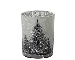 Theelicht glas d7.3h8cm wit/zwart