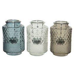 Decoris Theelichthouder   Blauw Wit Bruin