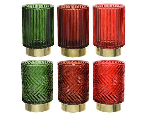 Theelichthouder glas 6 assorti