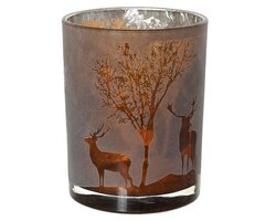 Theelichthouder glas d10h12.5cm brn