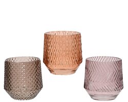 Decoris Theelichthouder glas 3ass