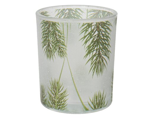 Theelichthouder glas d7h8.3cm groen
