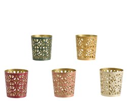 Decoris Theelichthouder ijzer enamel yes 5col ass