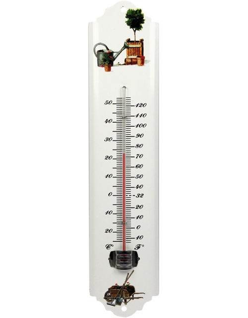 Thermometer metaal wit 30cm
